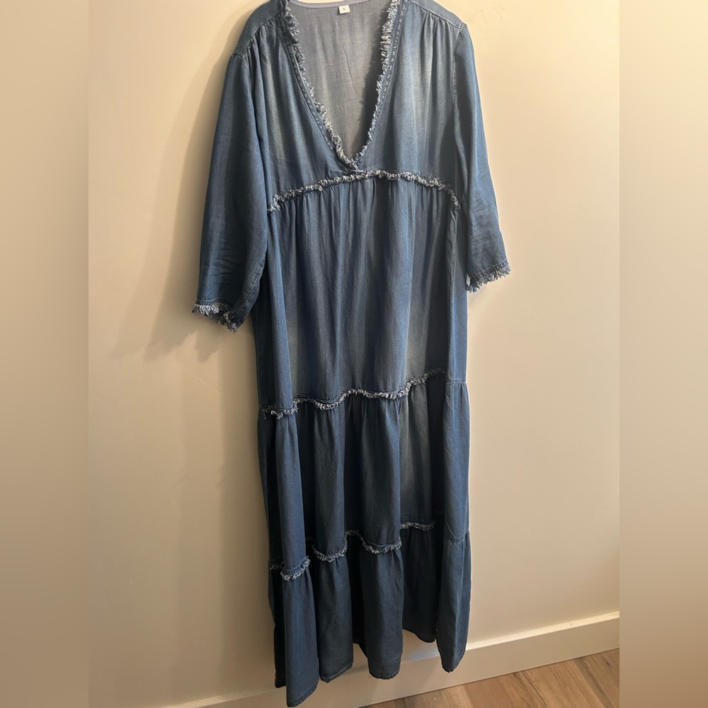 Boutique light denim maxi dress large